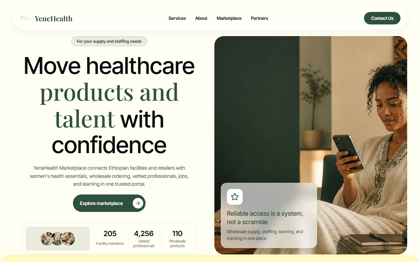 YeneHealth Marketplace preview
